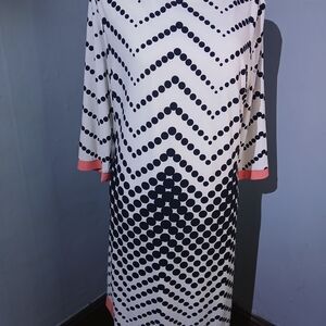 Studio One Black and White Chevron Dress with Pink Trim
